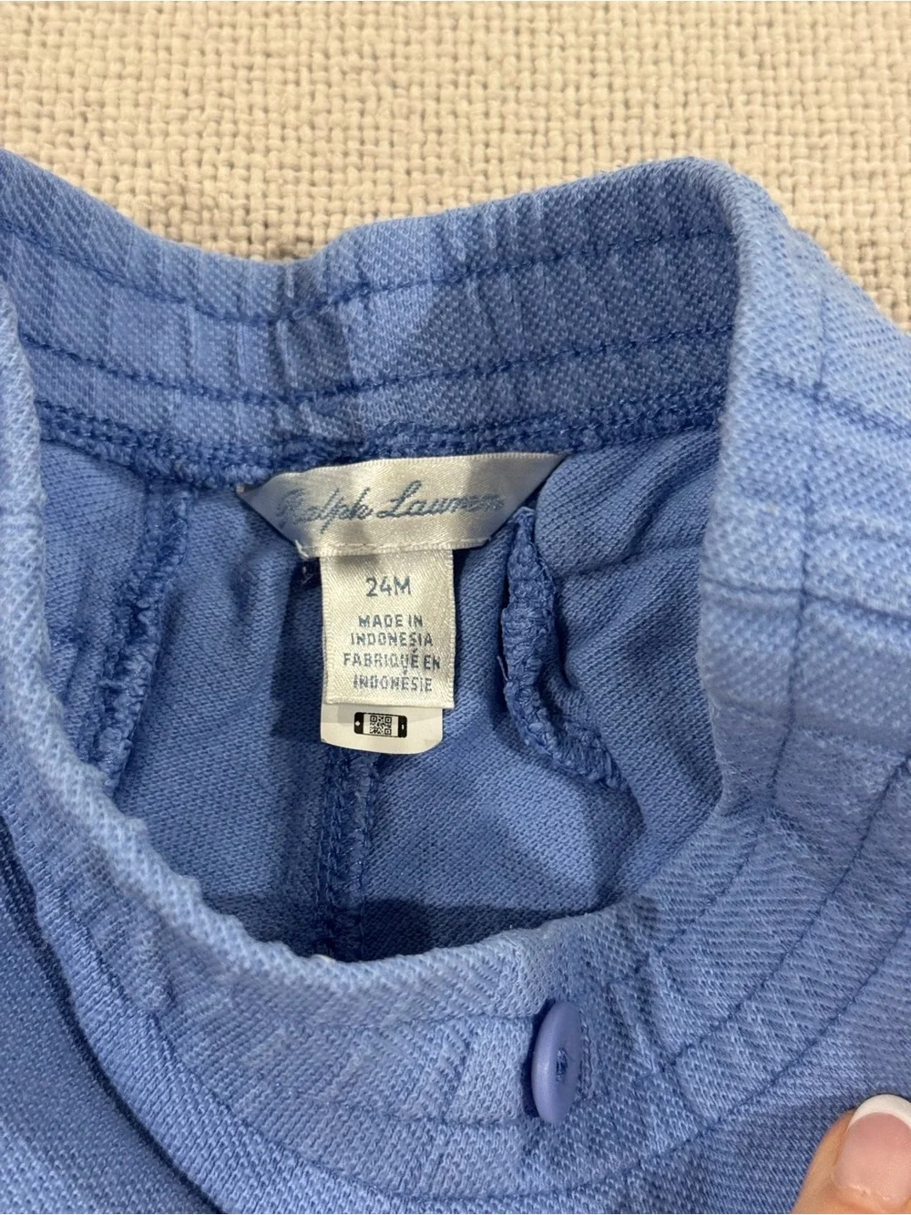 Ralph Lauren Light Blue Knit Shorts with Multicolor Polo Pony Embroidery